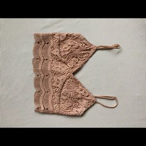 Dusty rose lace crop top